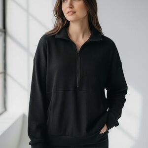 Pretty Garden Black Half-Zip Sweatshirt